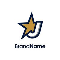 Initiale j Gold Star Logo vektor