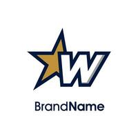 Initiale w Gold Star Logo vektor