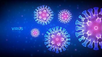 Coronavirus 2019-Nov. abstrakte neuartige Coronavirus-Bakterien. Mikroskopische Ansicht der Viruszelle aus nächster Nähe. Covid19. gefährliches asiatisches ncov-Coronavirus. Sars-Pandemie-Risikokonzept. vektor