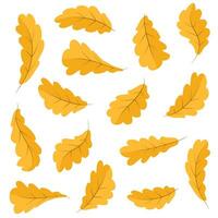 Herbst Blätter von andere Bäume. vergilbt Eiche Blätter Strudel im das Luft. eben Vektor Illustration