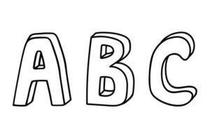 hand dragen vektor ABC brev på vit bakgrund.