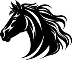 häst - svart och vit isolerat ikon - vektor illustration