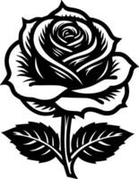 Rose - - schwarz und Weiß isoliert Symbol - - Vektor Illustration