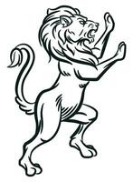 skiss heraldik lejon stående utgör prydnad vektor