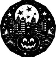 halloween - svart och vit isolerat ikon - vektor illustration