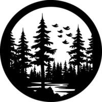 skog, svart och vit vektor illustration