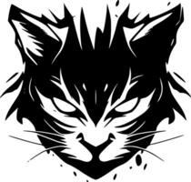 wilde Katze - - schwarz und Weiß isoliert Symbol - - Vektor Illustration