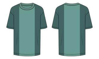 kortärmad t-shirt vektor illustration mall fram- och baksidan