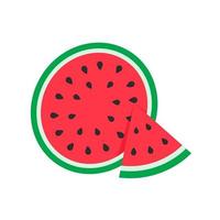 vattenmelon vektor. röd frukt skuren i bitar med frön inuti uppfriskande mat på sommaren vektor