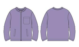 lange Ärmel Sweatshirt Vektor Illustration Vorlage Vorderseite und zurück Ansichten