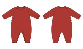 lange Ärmel Strampler Bodysuit Vektor Illustration Vorlage zum Kinder.