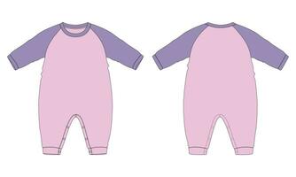 lange Ärmel Strampler Bodysuit Vektor Illustration Vorlage zum Kinder.