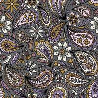 dunkel grau Vektor nahtlos Hintergrund mit mehrfarbig Blumen- Paisley Ornament