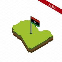 Libyen isometrisch Karte und Flagge. Vektor Illustration.