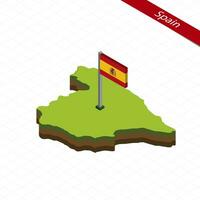 Spanien isometrisch Karte und Flagge. Vektor Illustration.