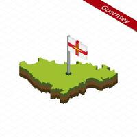 guernsey isometrisk Karta och flagga. vektor illustration.