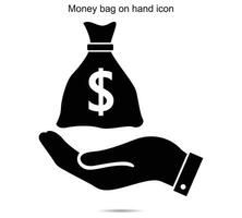 Geld Tasche auf Hand Symbol vektor