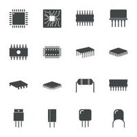 Symbole für elektronische Mikrochipkomponenten. Vektor-Illustration vektor