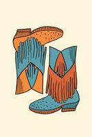 einstellen von Illustration von Cowboy Stiefel im Jahrgang Stil. Design Elemente zum Logo, Emblem, Zeichen, Poster, Karte, und Banner. Vektor Illustration.