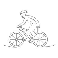 linje konst cykling förbi man cyklister jaga de ledare av de lopp. de huvud av de hjälm. de cyklist utseende tillbaka på de förföljare. vektor illustration. på de väg