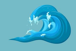 Tsunami Wellen Hintergrund. ziehen um Ozean Wellen im Karikatur Stil. Vektor Illustration