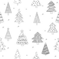 sömlös mönster av jul hand dragen jul träd översikt vektor