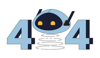 Roboter Kopf auf Frühling Error 404 Blitz Botschaft. künstlich Intelligenz. leeren Zustand ui Design. Seite nicht gefunden aufpoppen Karikatur Bild. Vektor eben Illustration Konzept auf Weiß Hintergrund