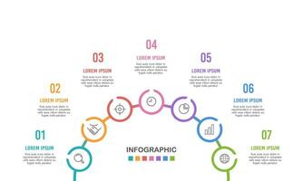 infographic halvcirkel och 7 processer med ikoner till Framgång. vektor illustration.