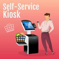 Self-Service-Kiosk-Social-Media-Post-Mockup. Web-Banner-Design-Vorlage für Zahlungsautomaten speichern. Online-Shopping-Zähler-Booster, Inhaltslayout. interaktives freistehendes Bauplakat vektor