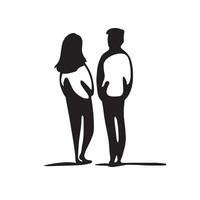 Folgen das Reise von Liebe mit diese fesselnd Illustration von ein Silhouette von ein Gehen Paar, zurück Sicht, Mann und Frau. vektor