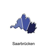 vektor Karta av saarbrucken färgrik modern översikt design, värld Karta Land vektor illustration design mall