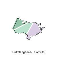 puttelange les thionville stad Karta illustration. förenklad Karta av Tyskland Land vektor design mall