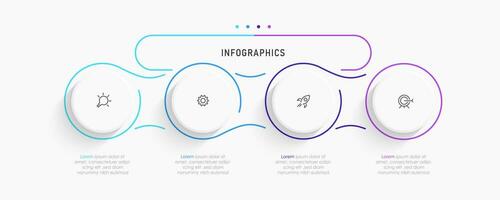 Vektor-Infografik-Etikettendesign-Vorlage mit Symbolen und 4 Optionen oder Schritten. kann für Prozessdiagramme, Präsentationen, Workflow-Layouts, Banner, Flussdiagramme und Infografiken verwendet werden. vektor