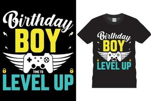 födelsedag pojke tid till nivå upp t-shirt design vektor mall Bra för hälsning t skjorta skriva ut