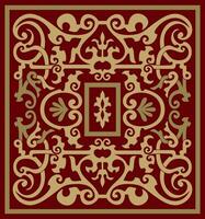 Vektor Platz Gold mit rot Ornament von uralt Rom. römisch klassisch europäisch Muster, Fliese
