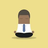 Afrikanischer Geschäftsmann Yoga entspannend während des harten Arbeitstages. vektor