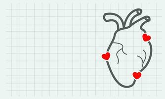 gesund Herz. abgebildet mit ein Gliederung Herz und Liebe Symbol mit ein Herz. vektor