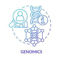 Genomik Blau Gradient Konzept Symbol. Mensch DNA und Gene studieren. Information Technologie Trend abstrakt Idee dünn Linie Illustration. isoliert Gliederung Zeichnung vektor