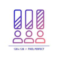 2d pixel perfekt lutning ikon av kandidat ranking med bar Graf, isolerat vektor illustration, Diagram.