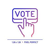 2d Pixel perfekt Gradient Symbol von Hand drücken Abstimmung, Vektor Illustration Darstellen Wählen, Wahl unterzeichnen.
