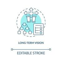 langfristig Vision Konzept Türkis Symbol. Anfang Strategie. Unternehmen Ambitionen abstrakt Idee dünn Linie Illustration. isoliert Gliederung Zeichnung. editierbar Schlaganfall vektor