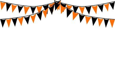 flaggväv hängande orange svart flaggor trianglar baner bakgrund. halloween, lura, behandla, natt, skörd, höst, tacksägelse, gust, pumpa, fest, firande begrepp. vektor