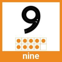 9 neun Nummer Zählen Wahnsinn stilvoll Karteikarten zum Klassenzimmer und Schule zu Hause modisch Boho lehrreich Dekor vektor