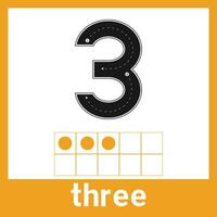 3 drei Nummer Zählen Wahnsinn stilvoll Karteikarten zum Klassenzimmer und Schule zu Hause modisch Boho lehrreich Dekor vektor