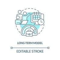 langfristig Modell- Türkis Konzept Symbol. Vollzeit Job Erfordernis. es Personal Modell- abstrakt Idee dünn Linie Illustration. isoliert Gliederung Zeichnung. editierbar Schlaganfall vektor