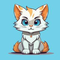 Illustration von süß Katze kawaii Chibi Stil Karikatur Zeichen Vektor isoliert