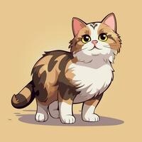 amerikan trådhår katt ras tecknad serie karaktär vektor isolerat illustration
