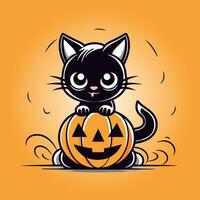 halloween katt tecknad serie illustration isolerat vektor