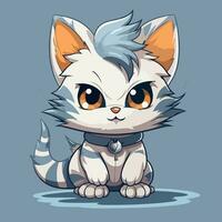 Illustration von süß Katze kawaii Chibi Stil Karikatur Zeichen Vektor isoliert