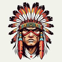 apache indisk krigare huvud logotyp maskot vektor illustration